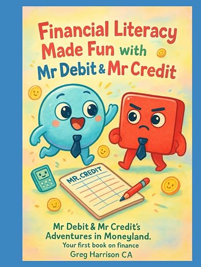 Cover of Financial Literacy Made Fun: Mr Debit & Mr Credits Adventures in Moneyland - Your first book on finance
