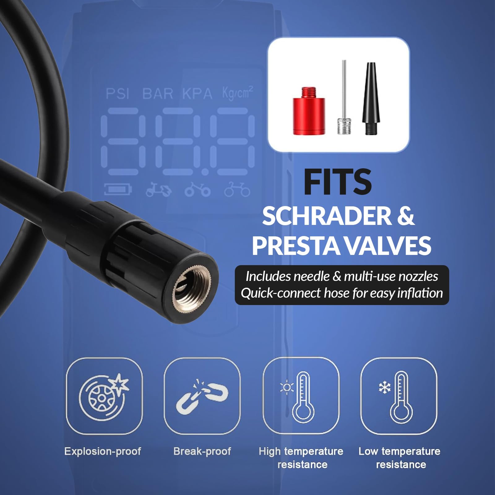 Senelux Mini pompa elettrica per bici da 150 psi, compressore d'aria portatile senza fili, con manometro digitale, arresto automatico e preset intelligenti, ricaricabile USB-C, per bici da strada con
