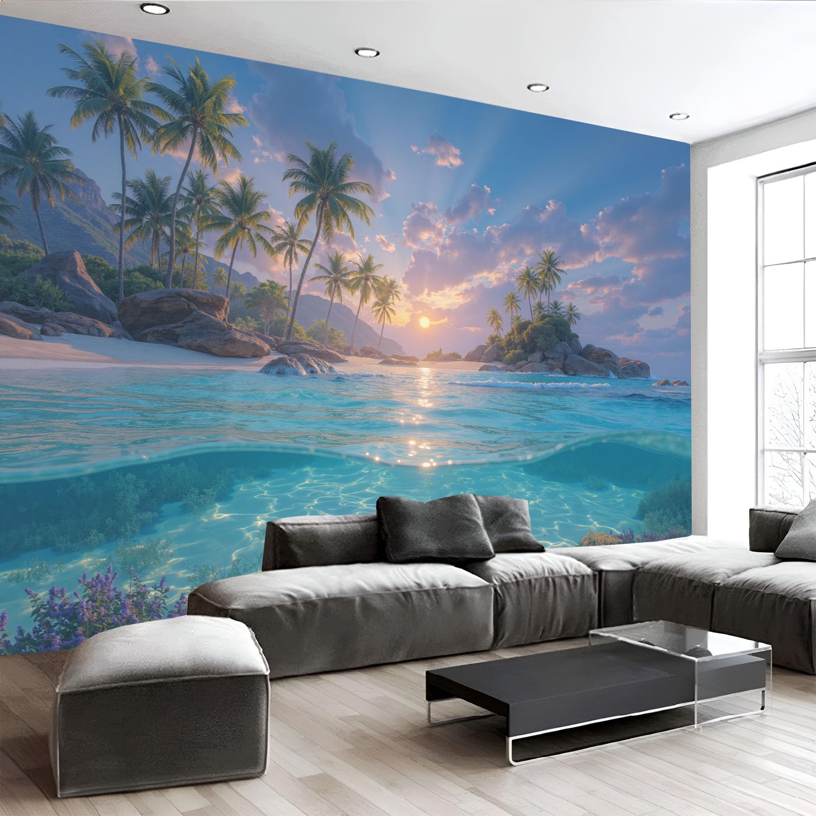 Papier peint tropical plage 3D pour instaurer le calme chez soi