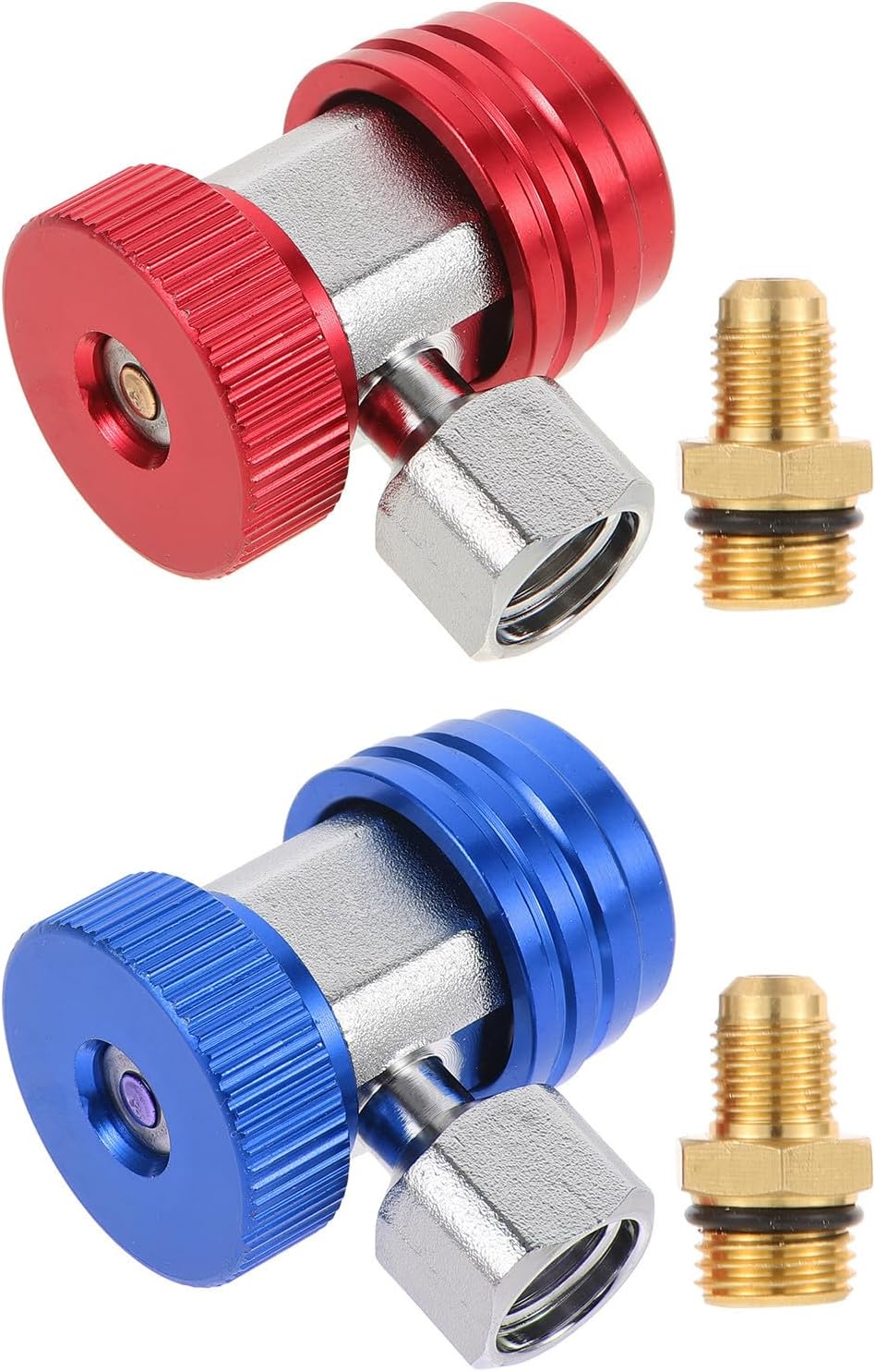 NUOBESTY 1 Pair Copper Quick Coupler Adapters for Car Air Conditioning System, Time-saving Replacement Fittings with Convenient Quick Connector Design for Automotive Ac Recharge