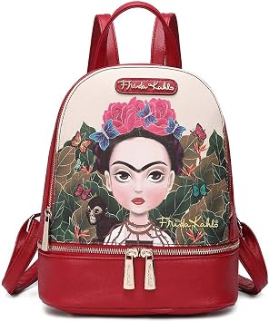 Frida Kahlo Cartoon Licensed Cute Backpack Red
