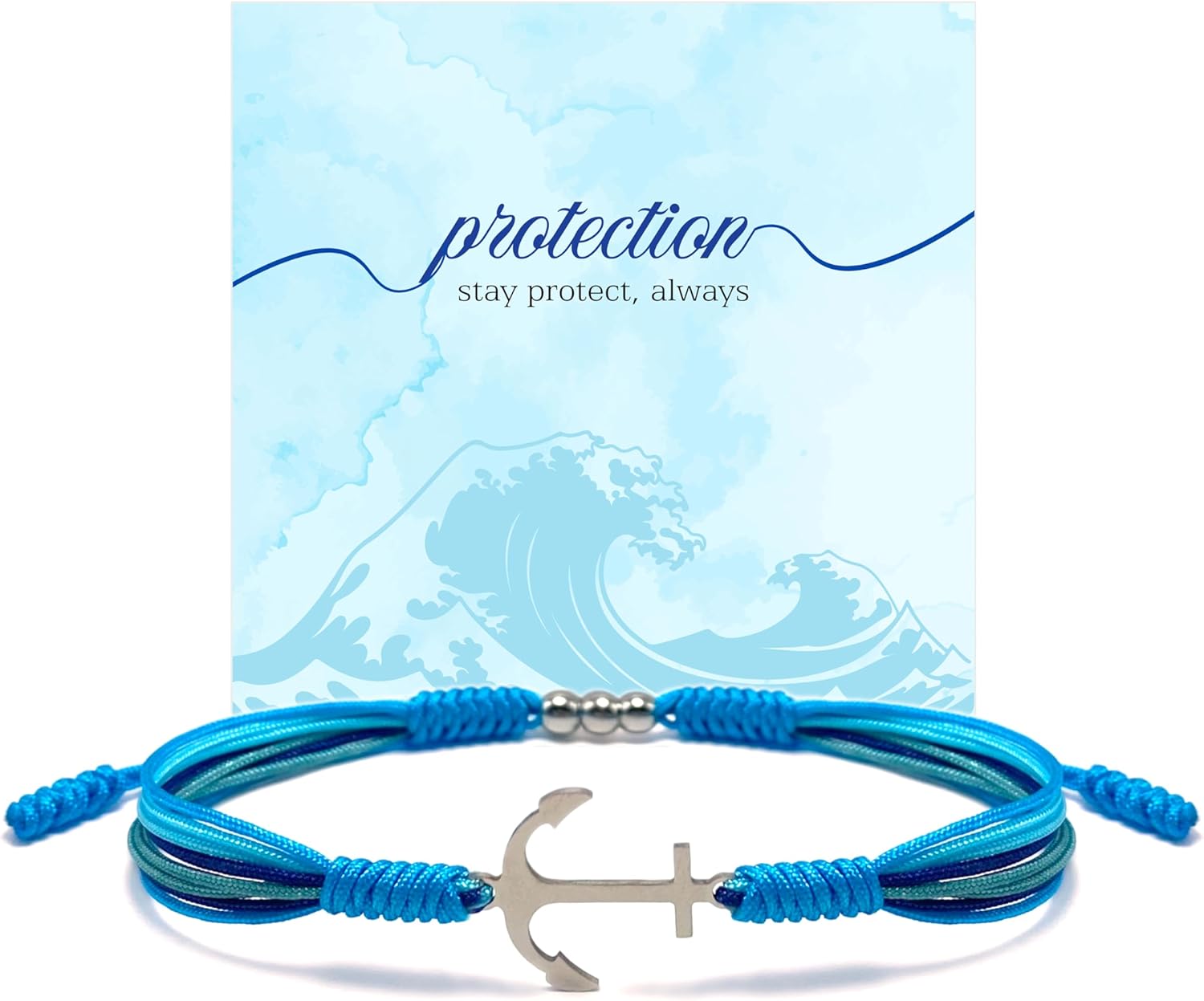 Under The Sea Blue Marine Luck and Protection Tibetan Bracelet, Surfer String Wrap for Men, Women, Forever Love Friendship