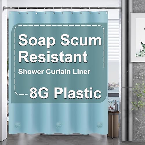 AmazerBath - Cortina de ducha de plástico, 72 x 72 pulgadas, cortina de ducha verde azulado de PEVA, impermeable, pesada, gruesa, con 3 piedras