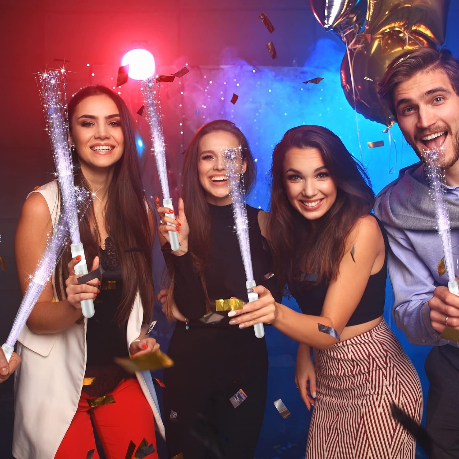 200 Pieces Fiber Optic Wand Bulk 13.8 Inch White Glow Stick Wedding Fiber Optic Stick with 3 Light Modes LED Light up Wand Flashing for Bridal Shower Glow in The Dark Party Favors