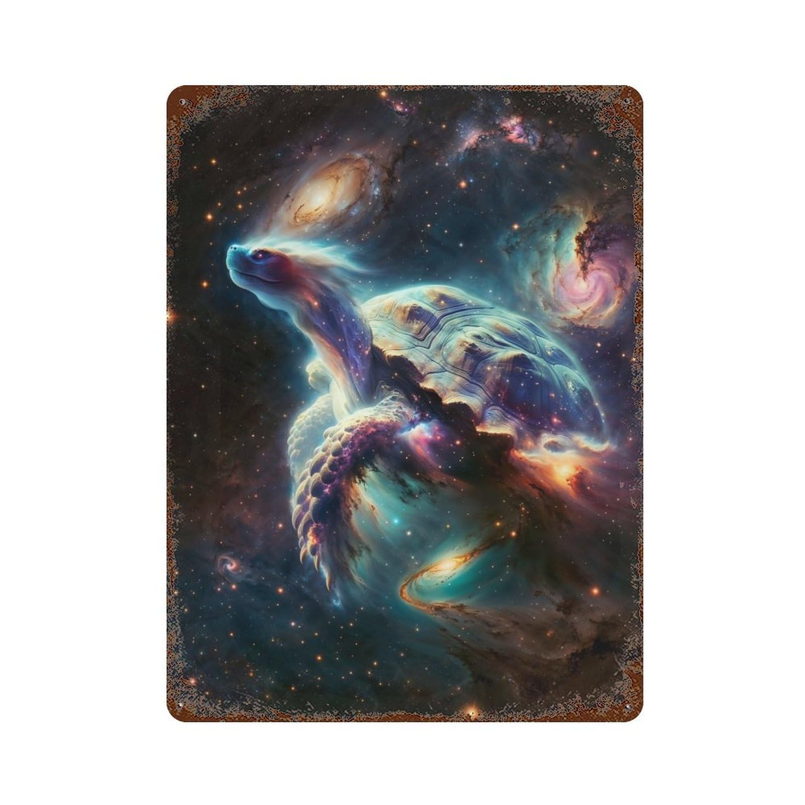 Tortoise Nebula Decorative Tin Sign 15.7"x11.8", for Bistro, Counter And Cafe Decor, Classic Wall Plaque