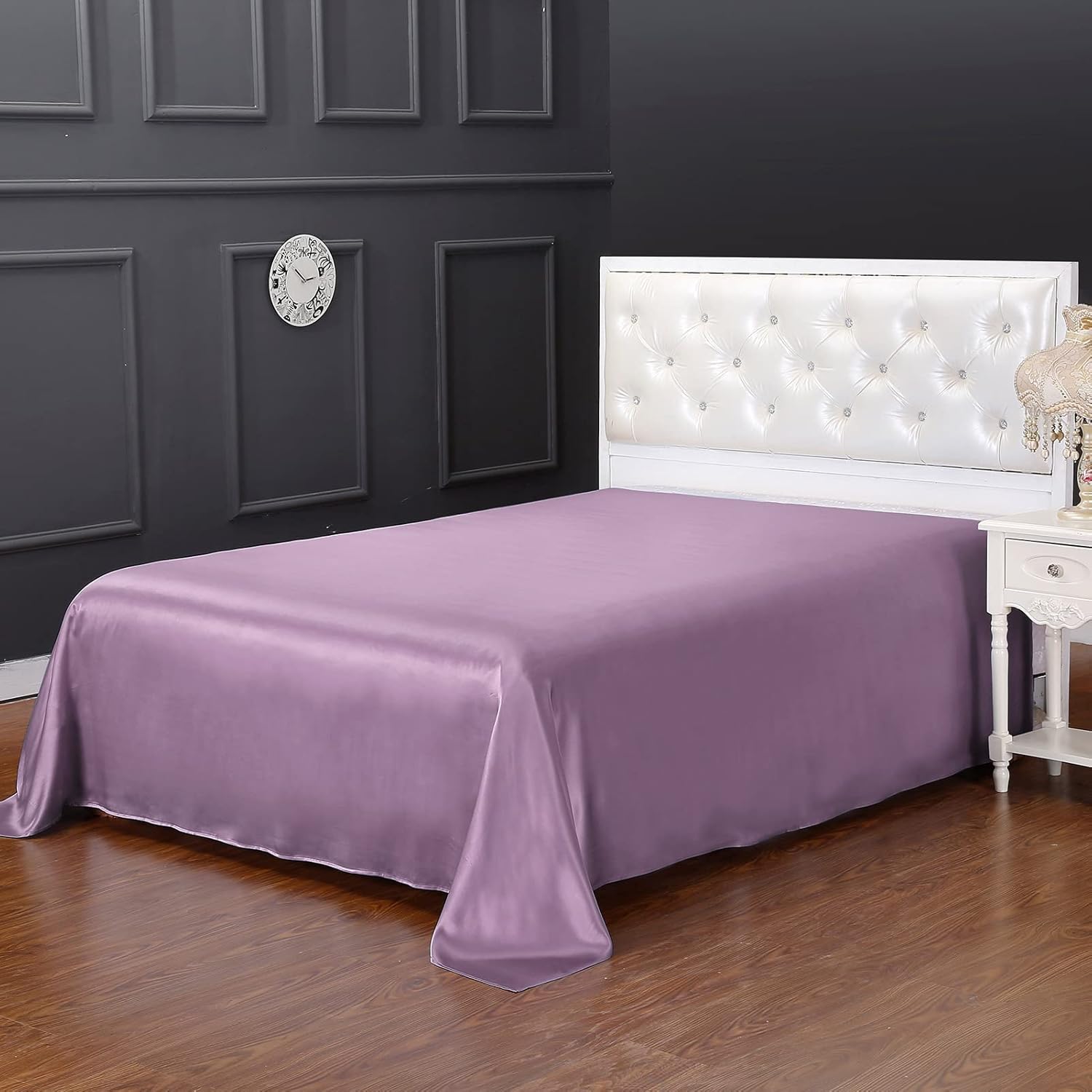 LILYSILK Mulberry Silk Flat Sheet 100% Silk Silk Bed Sheet Silk Sheet Ivory, Queen Size