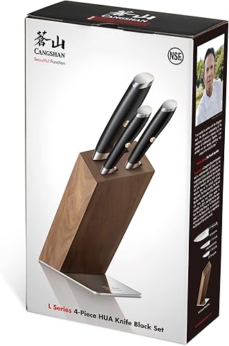 Miniatura 9 de Cangshan Serie L 1026979 - Juego de bloques de cuchillos HUA forjado de acero alemán 4 piezas color negro