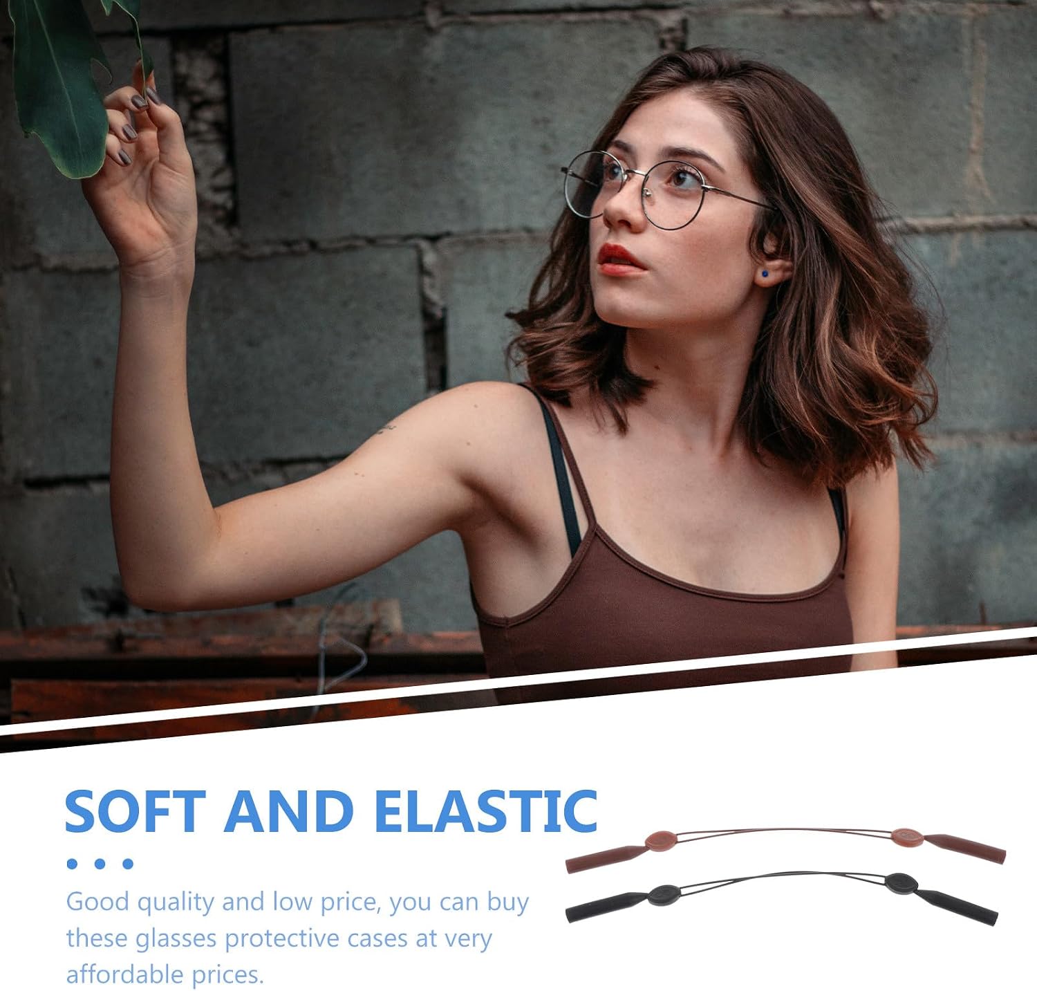 2pcs Adjustable Glasses Hanging Rope Lanyards Non-slip Ear Hooks, 30cm Black and Coffee Eyeglasses Chains for Adults, Sports and Everyday Use