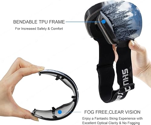 Miniatura 6 de SHUOLIYAN Gafas de esquí para snowboard lentes de doble capa lente extraíble UV400 antivaho hombres mujeres adultos esquí patinaje
