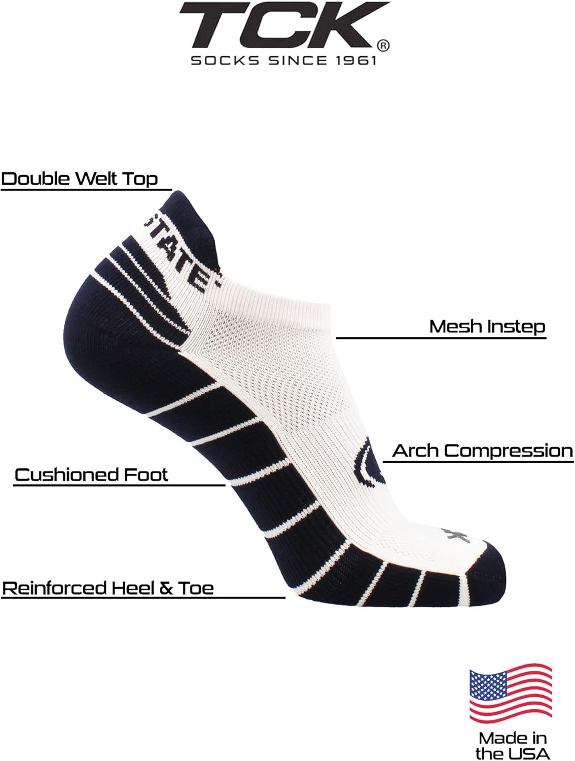 TCK NCAA No Show Socks Men's & Women's | Running Golf Ankle Sock | Licensed College Fan Gameday Apparel Merchandise Gear - Image 4