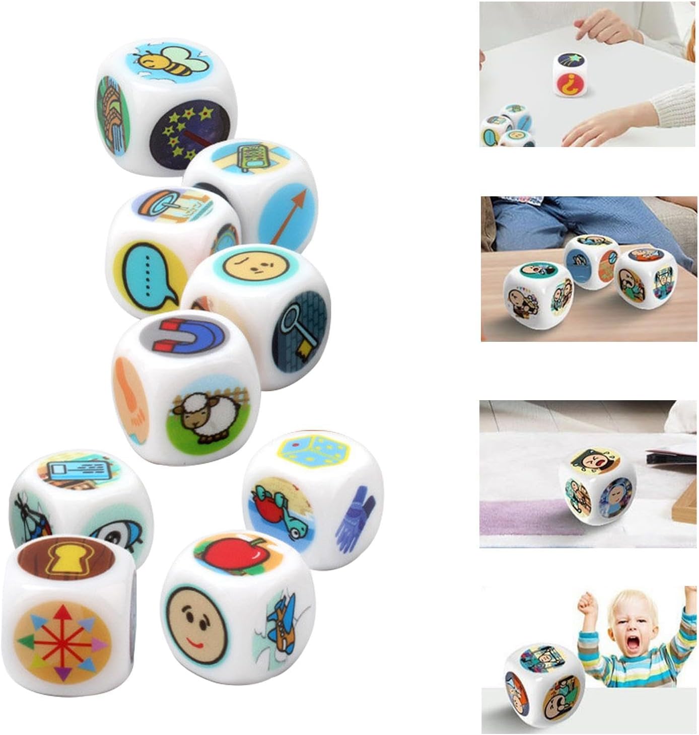 Story Dice for Kids, 9X Storytelling Cubes | Unlimited Story Combinations, Convenient to Carry 54 Images Iconic Storytelling Game Dice for Early Education