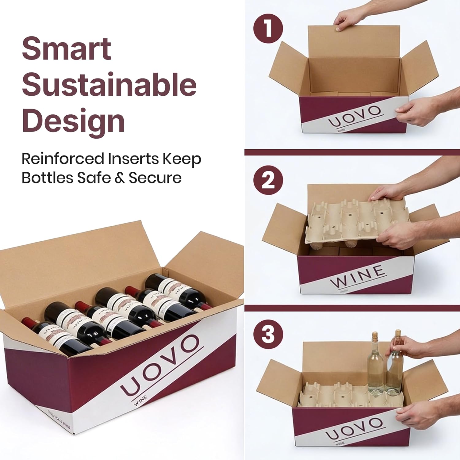 Professional Layflat Wine Storage Boxes, 12 Bottle Cardboard Wine Packing Boxes with Pre-Cut Inserts, WineBottle Storage Box for Moving & Cellar Storage, Bundle of 10