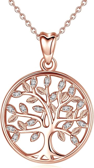 CELESTIA Tree of Life Necklace for Women Sterling Silver Family Tree of Life Pendant with Chain Gifts for Mum Daughter Grandma Sister