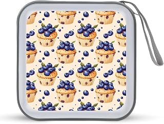 Blueberry Muffins Cakes CD Storage Case DVD Holder Box Portable Disc Organizer 40 Capacity for Car Home Travel