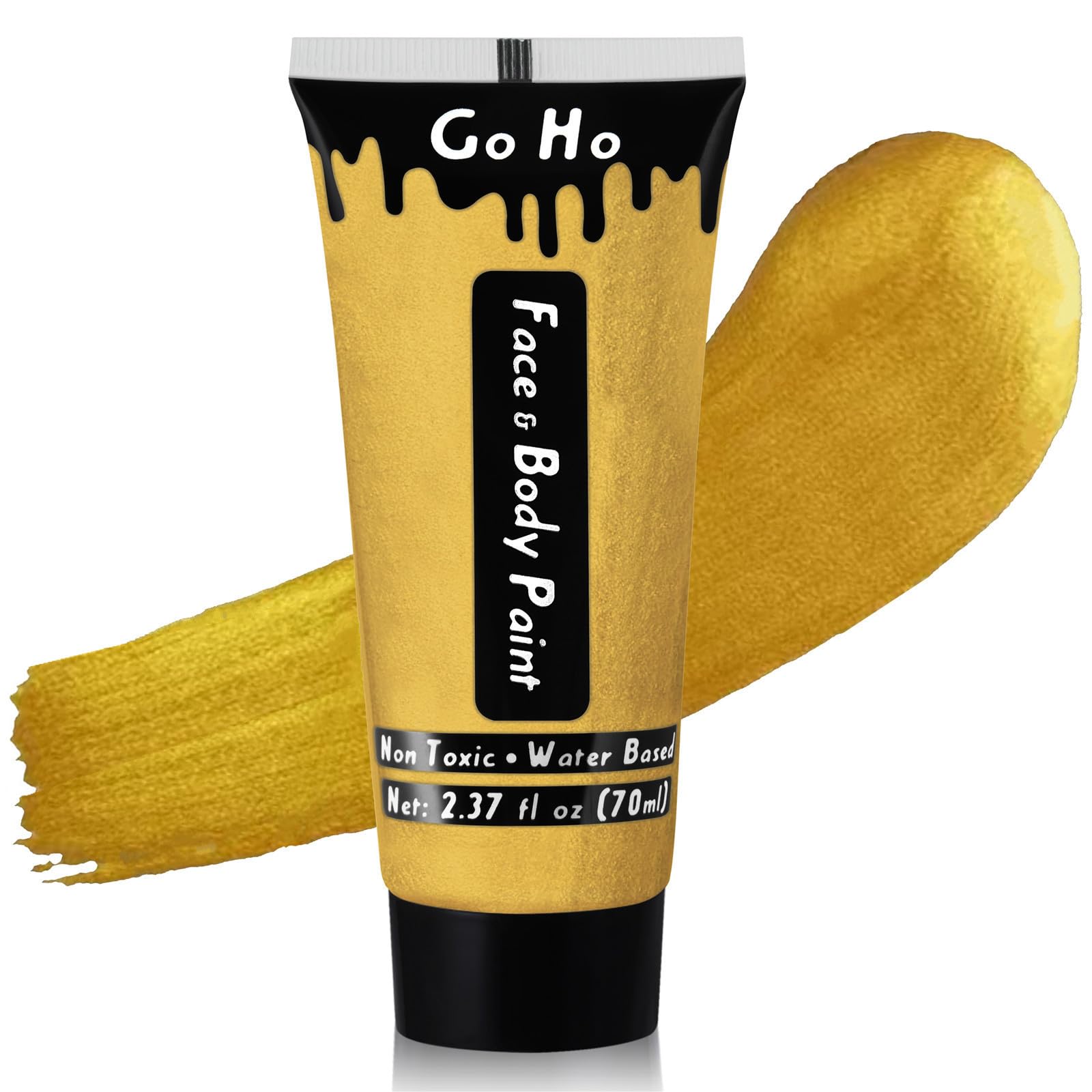 Go HoMetallic Gold Face Body Paint Washable(2.37oz/pc),Water Based Cream Gold Face Paint,Body Paint for SFX Cosplay Costumes Festivals Halloween Makeup