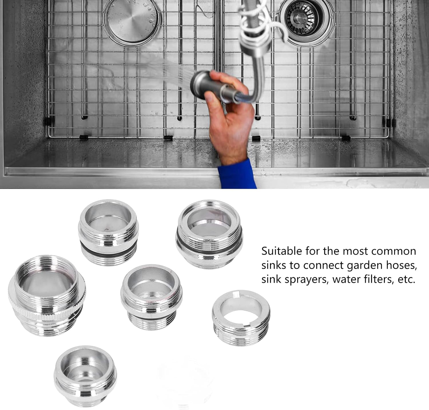 7Pcs / Set Male Female Faucet Adapter Kit with Gasket Brass Aerator Adapter Set for Garden Hose Kitchen Sink