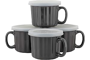10 Strawberry Street 20 Ounce Soup Mugs with Lids, Pack of 4