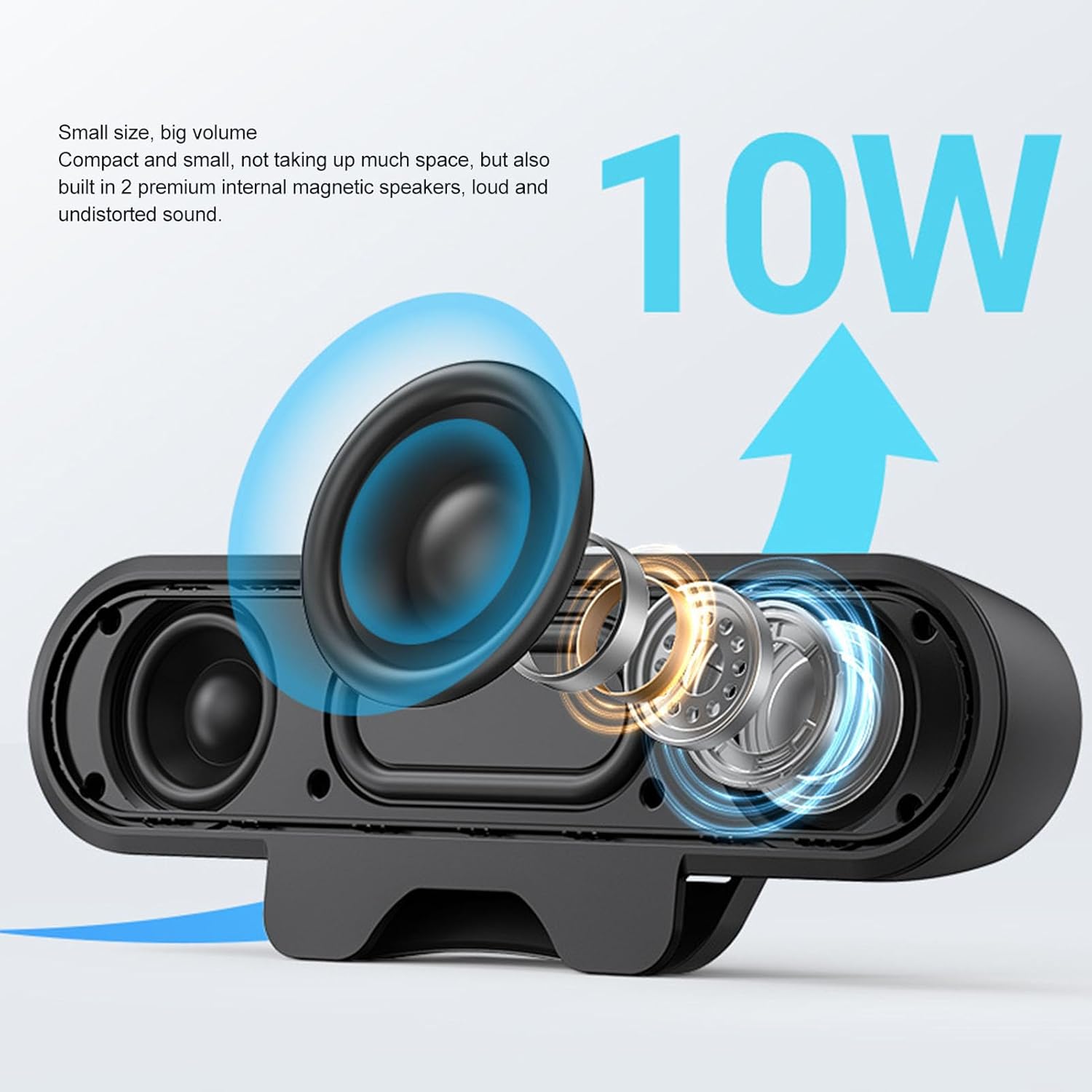 Zunate USB Computer Laptop Speaker, Monitor Speakers for Laptop, Portable Mini Sound Bar with Clip On, Stereo USB Powered Speaker, Easily Clamps to Monitor, Convenient Controls