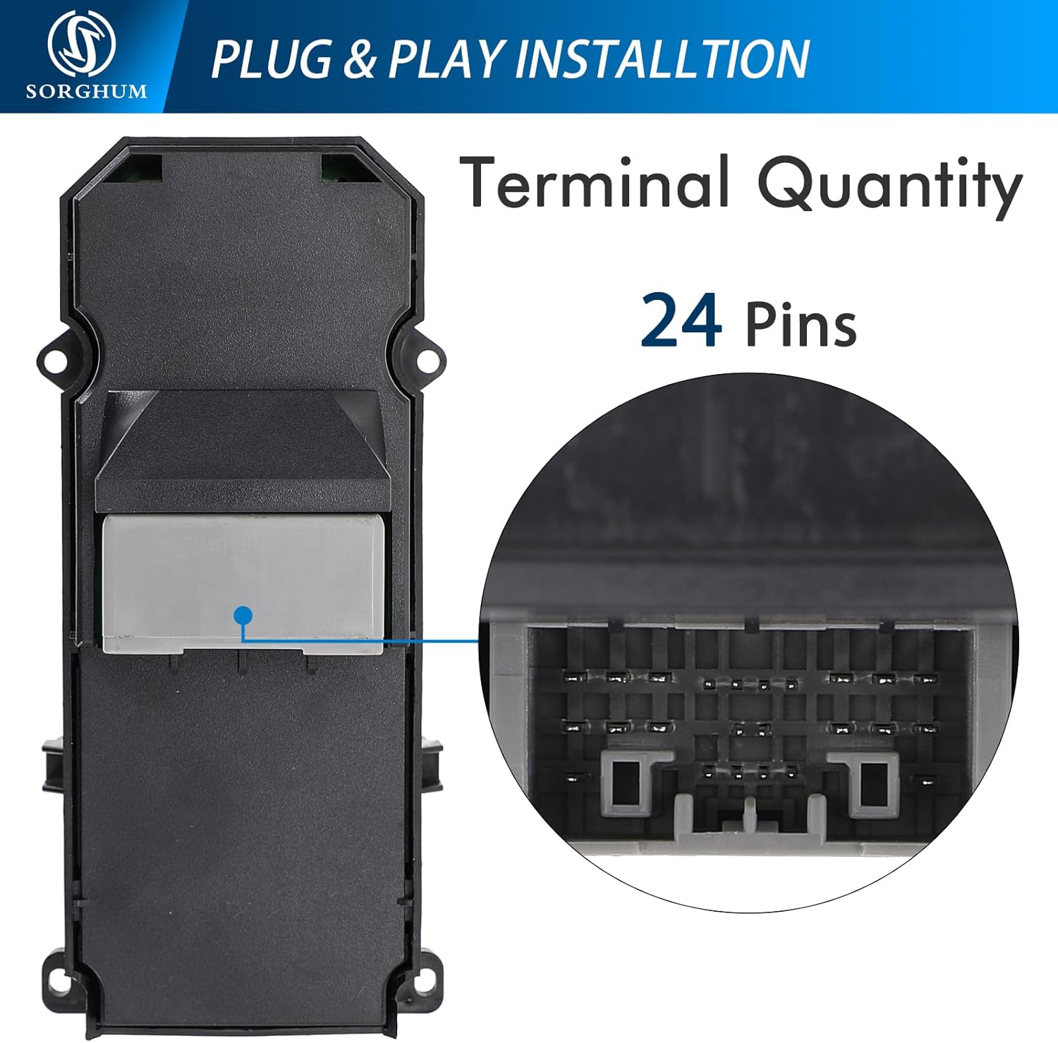 SORGHUM Power Window Switch Driver Side - Master Window Switch with Anti-Pinch Function Compatible with 2014-2017 Honda CR-V 24 Pins Replace# 35750-T0A-H11 35750-T0A-A11