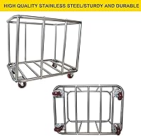 Vista 3 de Carrito de lavandería industrial con ruedas de 11.35 pulgadas de Bushel, cesta de lavandería comercial para el hogar, cestas de lavandería grandes