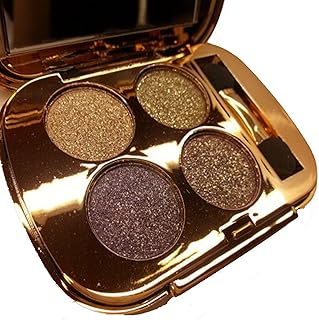 Glitter Eyeshadow Palette Makeup Set,4 Colors Shimmer Eyeshadow Palette Gold Eyeshadow Highly Pigmented Long Lasting Waterproof Sweatproof Professional Nude Eyeshadow Palette Make Up Palettes for Women Warm Natural Neutral Smokey Eye Eyeshadow Palette (3#)