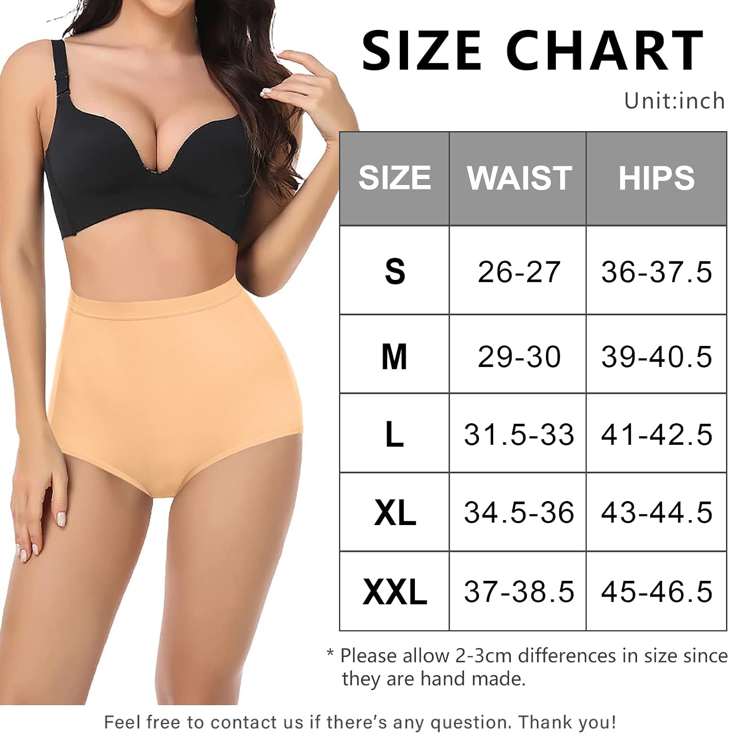 Envlon Women's Cotton Underwear,High Waist Full Coverage Briefs Soft Stretch Ladies Panties Underwear for Women Multipack
