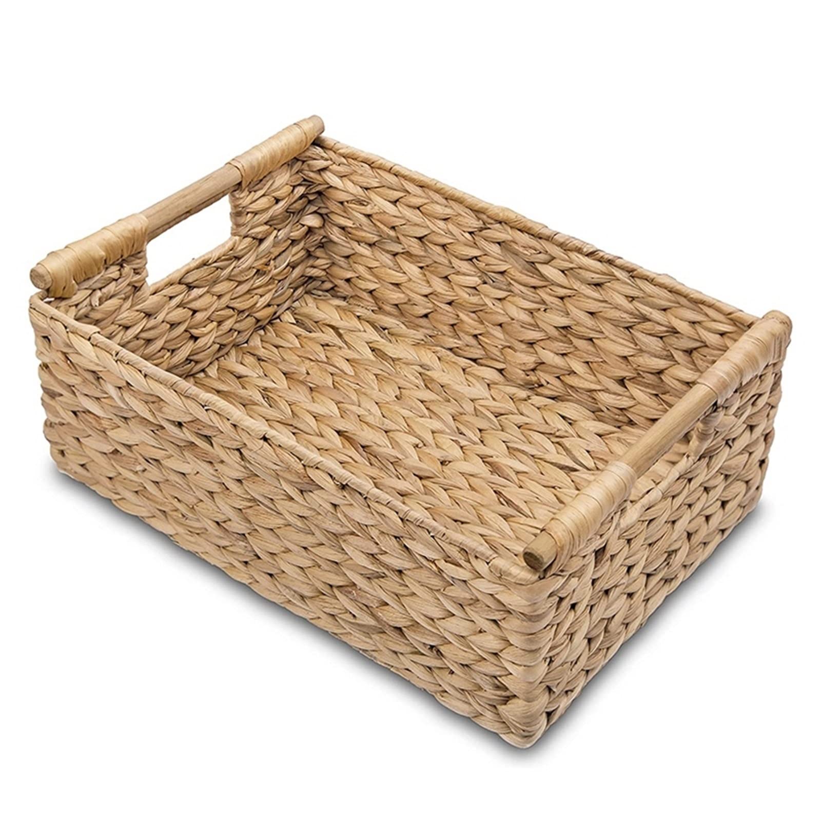ZOIKOM Egg Baskets， Wicker Basket Rectangular With Wooden Handles For Shelves,Water Hyacinth Basket Storage,Natural Baskets