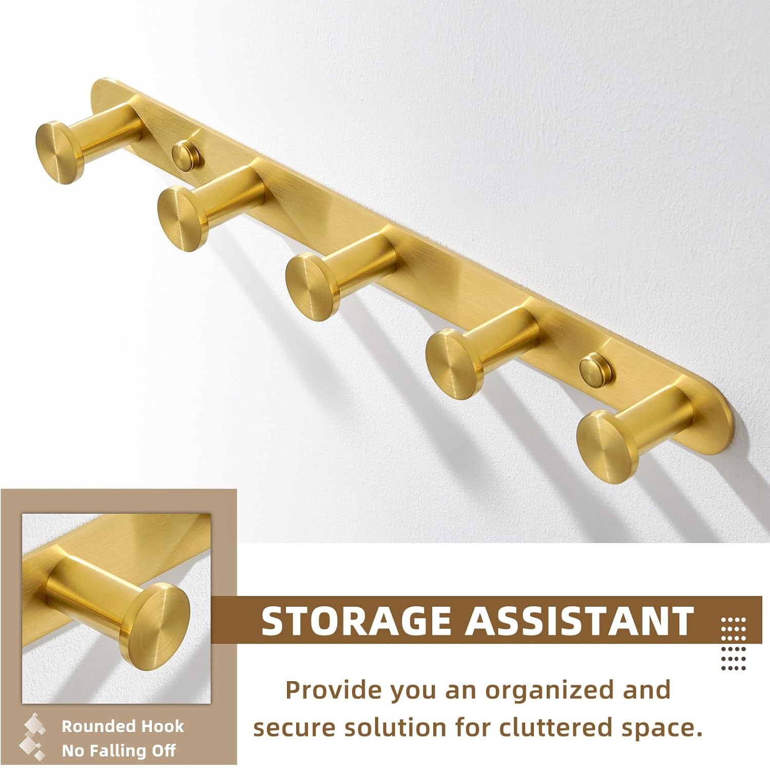 Angle Simple Towel Hook Rack Bundle with Double Robe Hook 2 PCS (Brushed Gold)