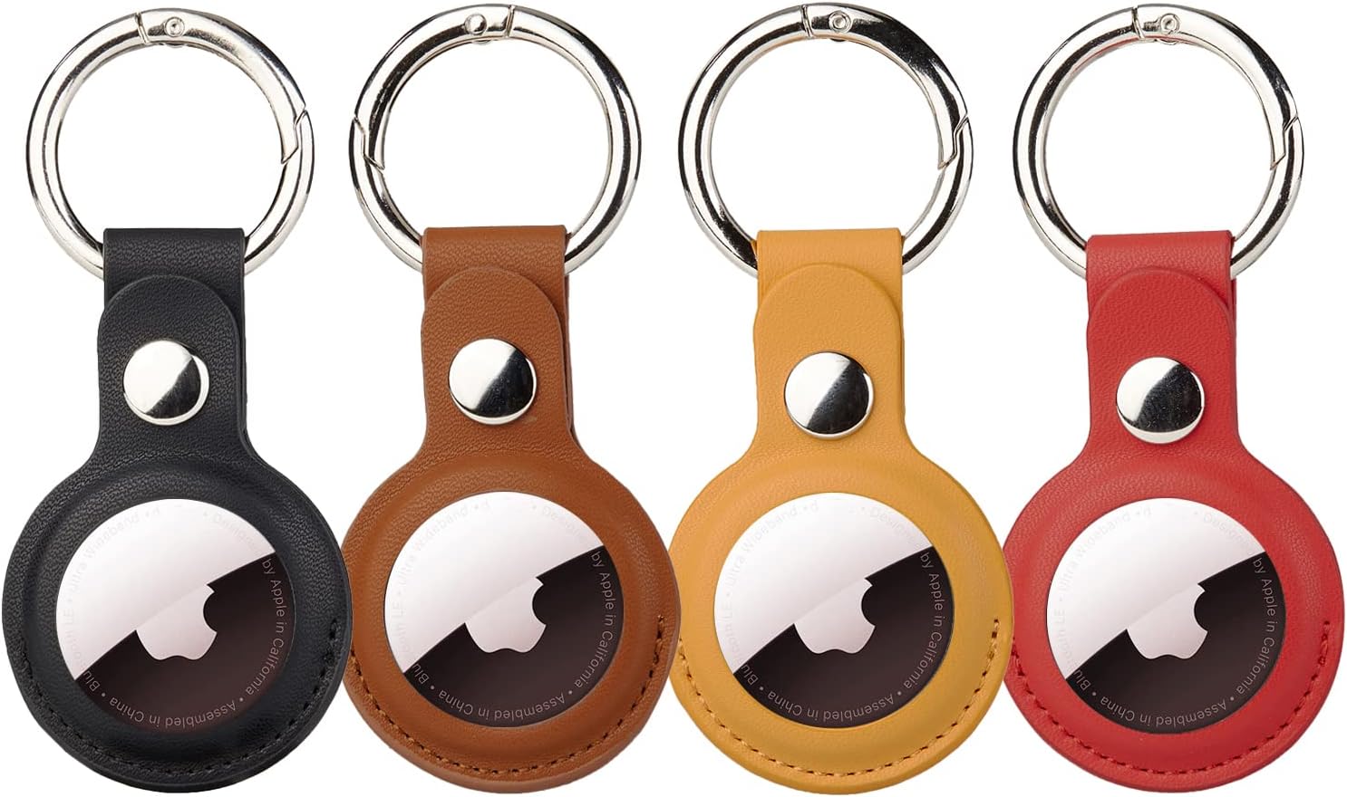 ONEJIE Air tag Leather Keychain Airtag Holder, Multifaceted Protection Airtags Case, Durable & Shock-Resistant Apple Airtags Protective Cover, Key Ring for Dog Collar, Wallet, Luggage, Multi-Color