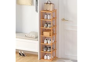 7-Tier Bamboo Vertical Shoe Rack Organizer