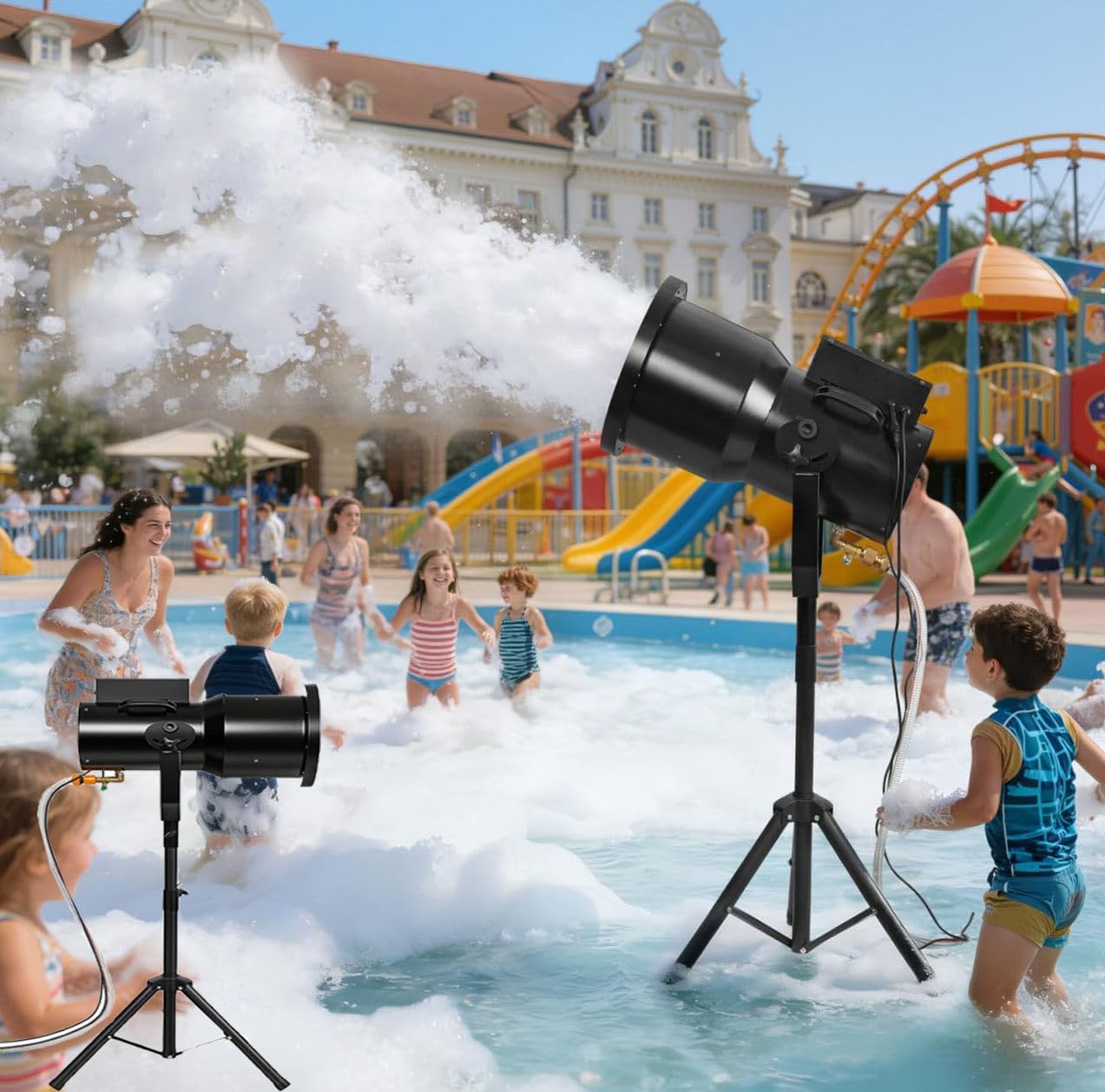 Ljlxanthiper Multicolor 1000W Party Shaking Head Jet Bubble Machine,Foam Machine For Party,Stage Large Foam Machine,Romantic Foam Maker,With A Tripod Stand,For Outdoor Parties Water Park Pool Party