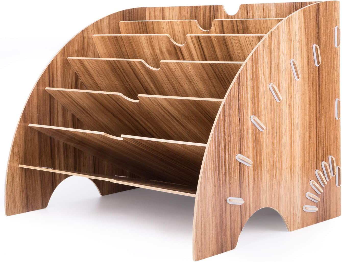Home Office Wood File Sorter Desk Desktop Organizer Storage Rack Tray Holder for Mail Paper Magazine Letter and Document (6 Layers)
