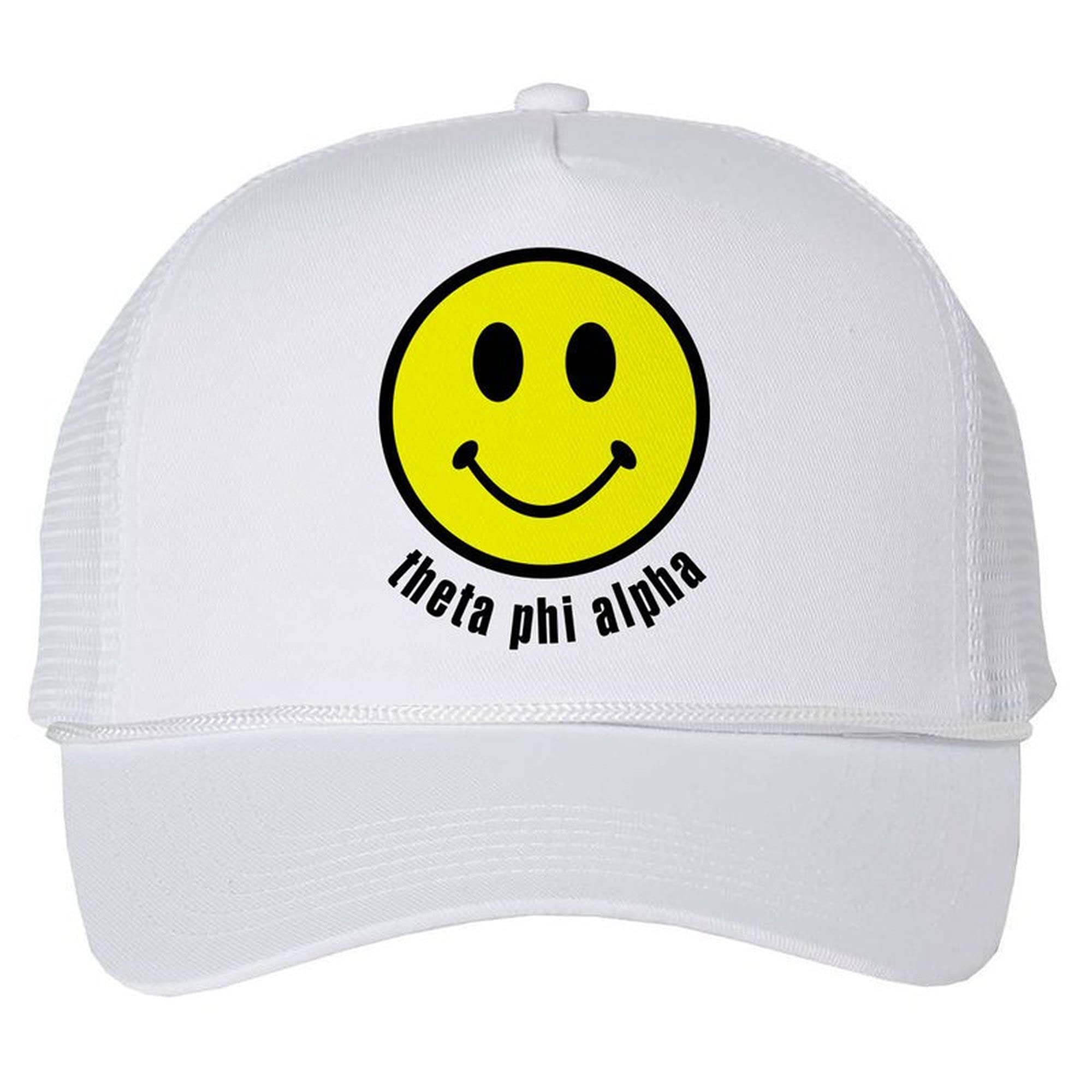 Greekgear Theta Phi Alpha Smiley Face Trucker Hat White