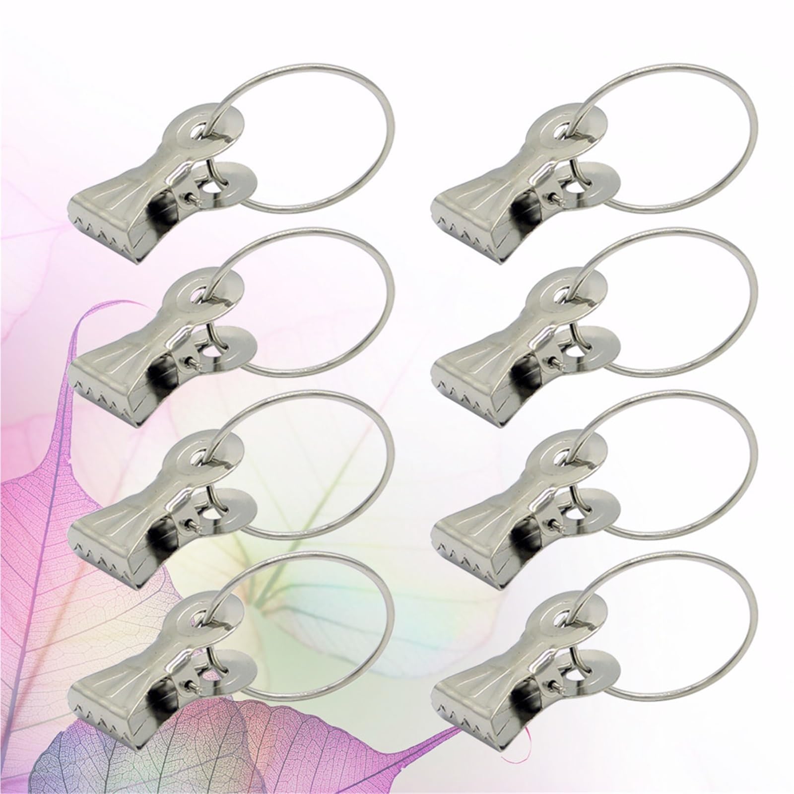 Vorhangringe, Vorhangringe mit Clips, 200 Stück, Edelstahl, robustes Gardinenzubehör for römische Stangen, silberfarben
