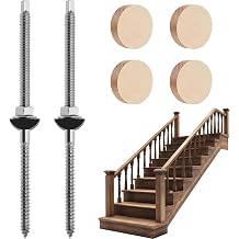 2 Sets Wood Newel Post Mounting Kit Complete Stair Railing Installation Fastener for Residential & Commercial Use Hidden Hardware, Includes Steel Bolts, Washers, Nuts, and Oak Plugs 2