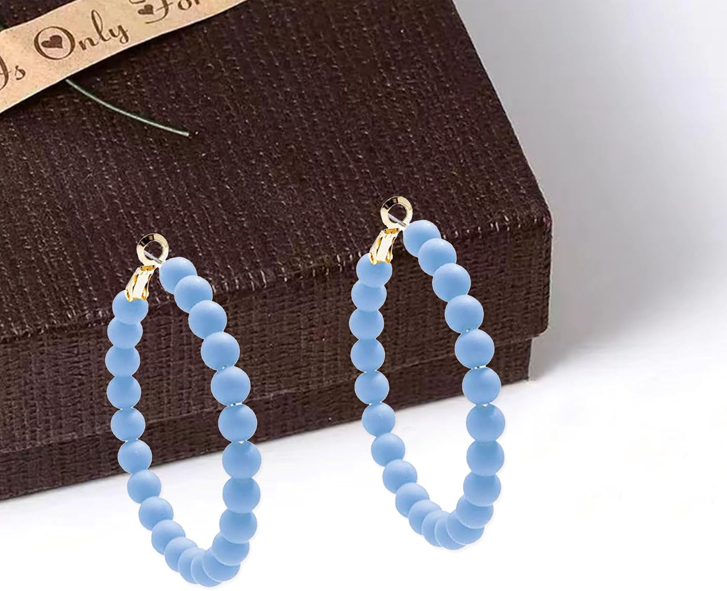 Beaded Hoop Earrings Women Bohemian Circle Round Colorful Bead Dangle Earrings for Women - Image 7