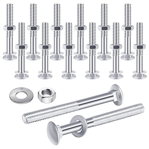 Miniatura 16 de Zonon 12 Juego de Pernos de Carro de 1/2 x 10 Pulgadas Negro Kit de Pernos de Carro Galvanizado Incluye Arandelas y Tuercas Resistente a la Negro