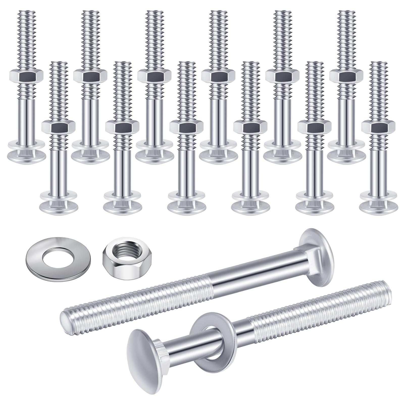 Zonon Carriage Bolts - 12 Sets Black Galvanized -17
