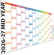 Academic Year Wall Planner 2026-2027, 14 Month Wide Wall Calendar 91x38 cm | Extra-Wide Columns 14-month Wall Planner, Jul 2026-Aug 2027, Wide Columns Edition, notes panel, Non-laminated Paper 150 GSM