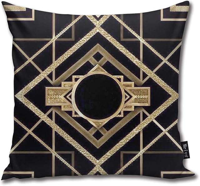 Art Deco,vintage, Era,The Great Gatsby,gold,black,pattern,elegant,chic,modern,trendy Curious Throw Pillows Covers Accent Home Sofa Cushion Cover Pillowcase Gift Decorative 20x20inches
