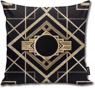 Art Deco,vintage, Era,The Great Gatsby,gold,black,pattern,elegant,chic,modern,trendy Curious Throw Pillows Covers Accent Home Sofa Cushion Cover Pillowcase Gift Decorative 20x20inches