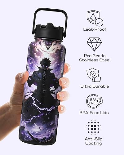 Miniatura 5 de Botella de agua aislada de 40 onzas  Bebidas de viaje para café caliente y frío, botellas de gimnasio y juegos deportivos a prueba de fugas, frasco