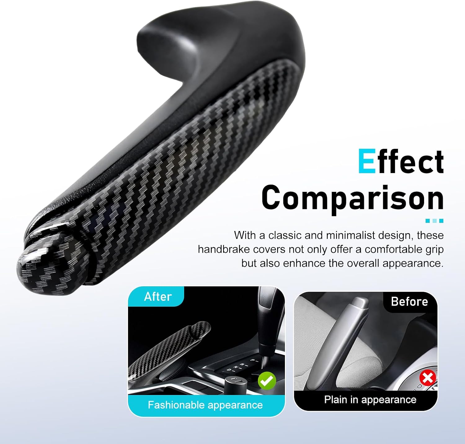 Emergency Brake Parking Handle Cover, ABS Car Handbrake Protector, Carbon Fiber Texture Decoration Accessories, Compatible with Civic 2006-2011 47115-SNA-A82ZA (Black) image 5