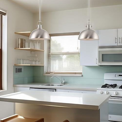 Miniatura 7 de Kira Home Belle - Lámpara colgante industrial contemporánea de 9 pulgadas, longitud ajustable + junta giratoria de sombra, acabado de níquel