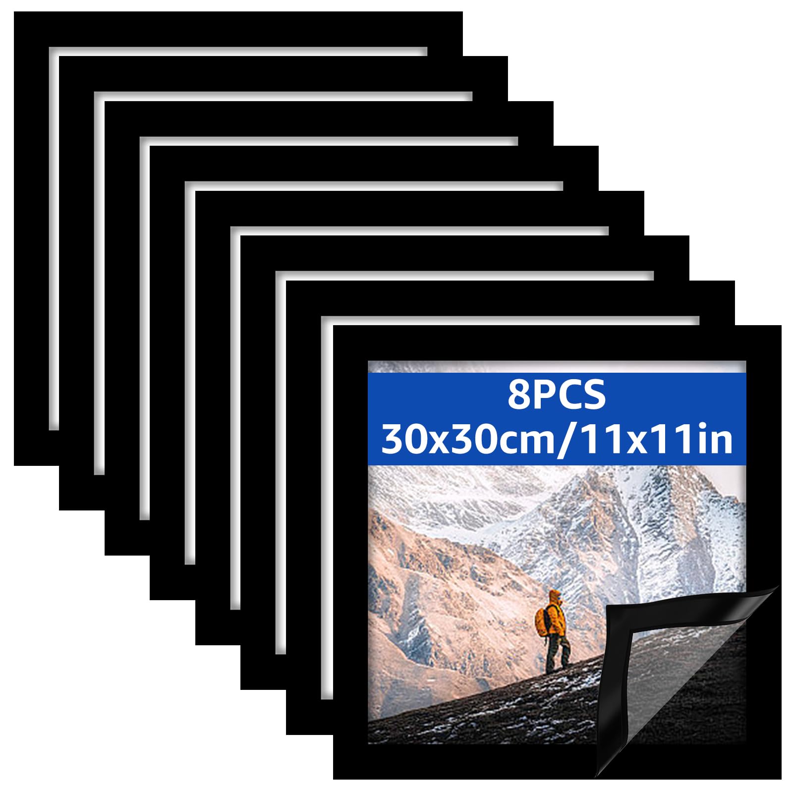 8 cornici magnetiche per diamond painting, 30 x 30 cm, colore nero, per decorazione da parete e presentazione di documenti (dimensioni interne 25 x 25 cm)