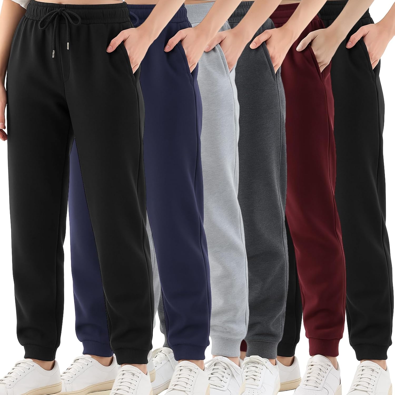 6 Pcs Boys Fleece Sweatpants Youth Joggers & Open Bottom Athletic Pants Kids Warm Active Sweatpants Sizes 6-16