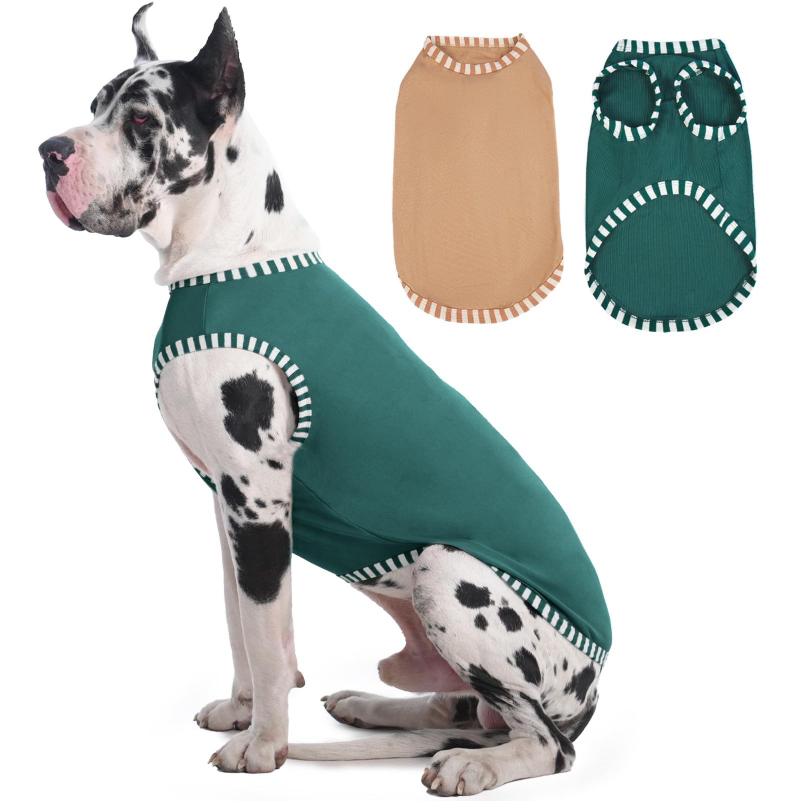 Katzinst 2 Pack Dog Shirt,Green Khaki Sweatshirt