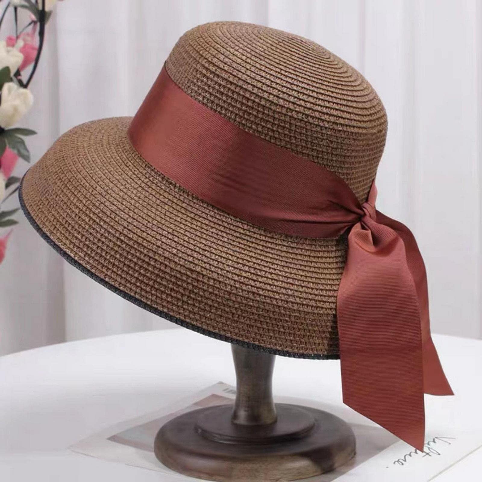 Chapeau bob pour femme - Chapeau bob d'été - Design rétro - Chapeau de paille - Chapeau de pêcheur