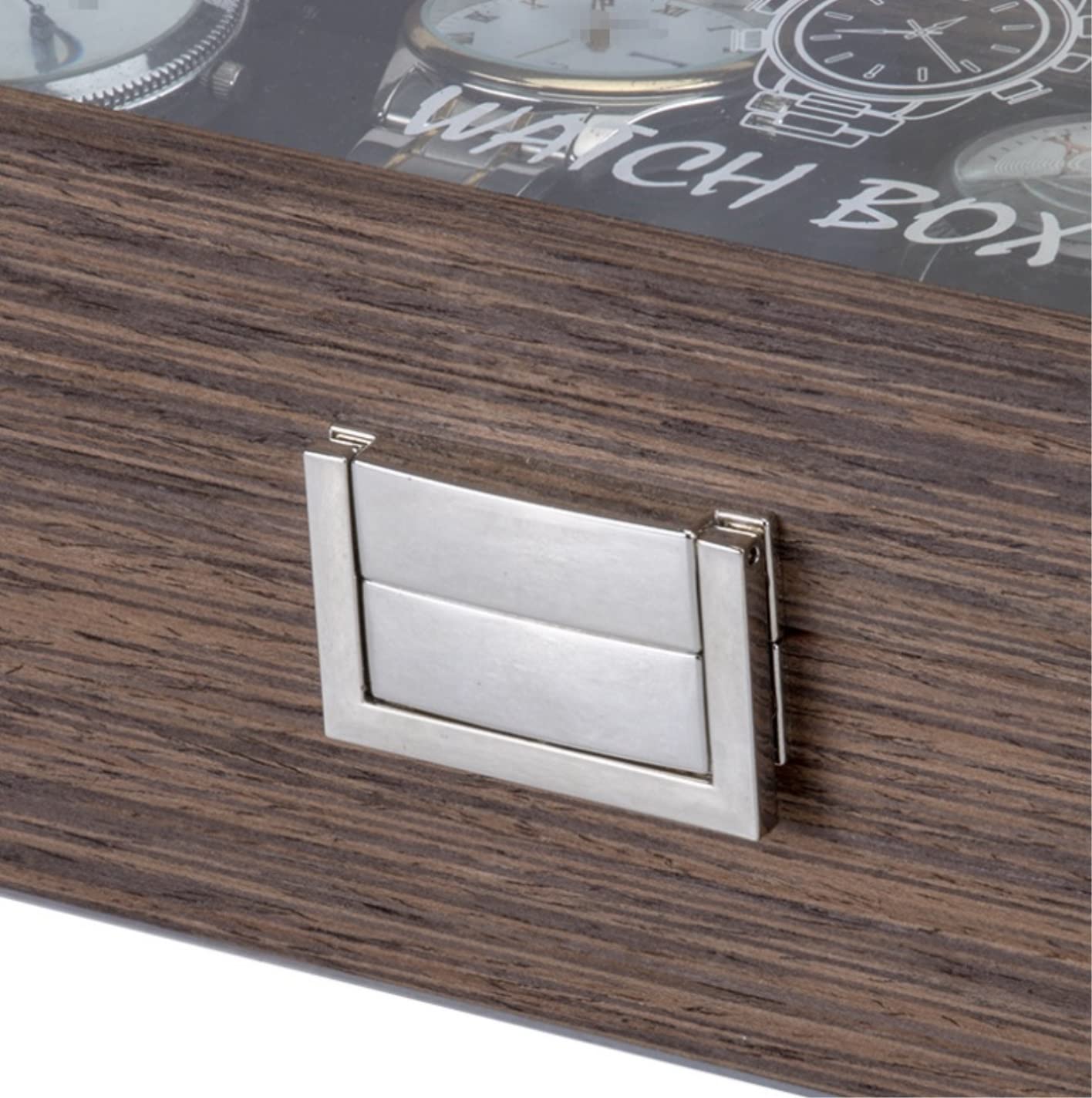Scatola Porta Orologi Organizzatore Di Visualizzazione Per Orologi Elegante Custodia Per Gioielli In Legno A 6 Griglie Con Chiusura Di Sicurezza Superiore Trasparente Scatola Porta Orologi Uomo Donna