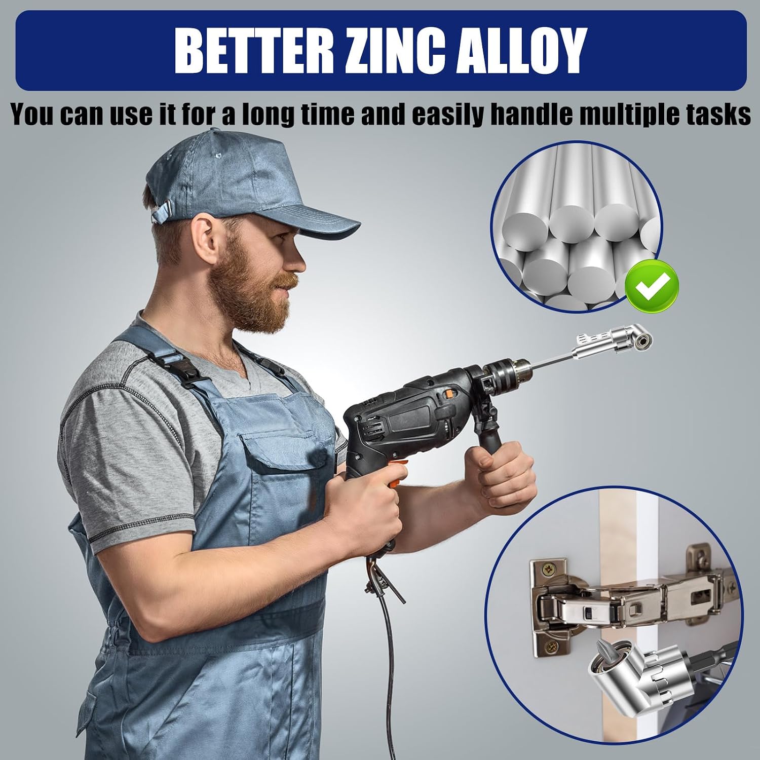 105° Right Angle Drill Adapter Set, Long & Short with Bits for Tight Space
